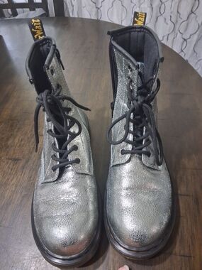 Dr. Martens 1460  Metallic Silver Lace-Up Combat Boots